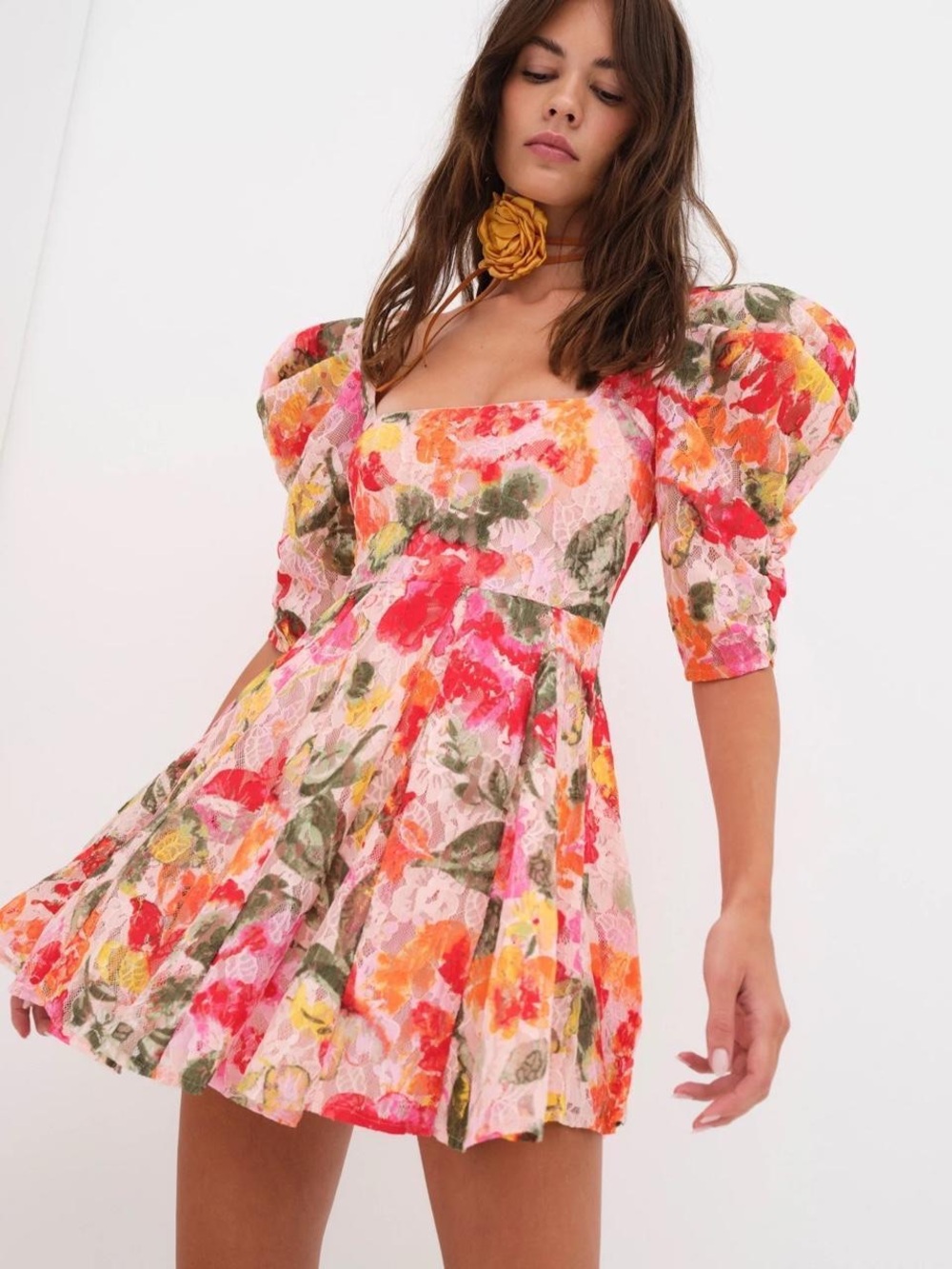 Dascha Puff Sleeve Mini Dress in Pink